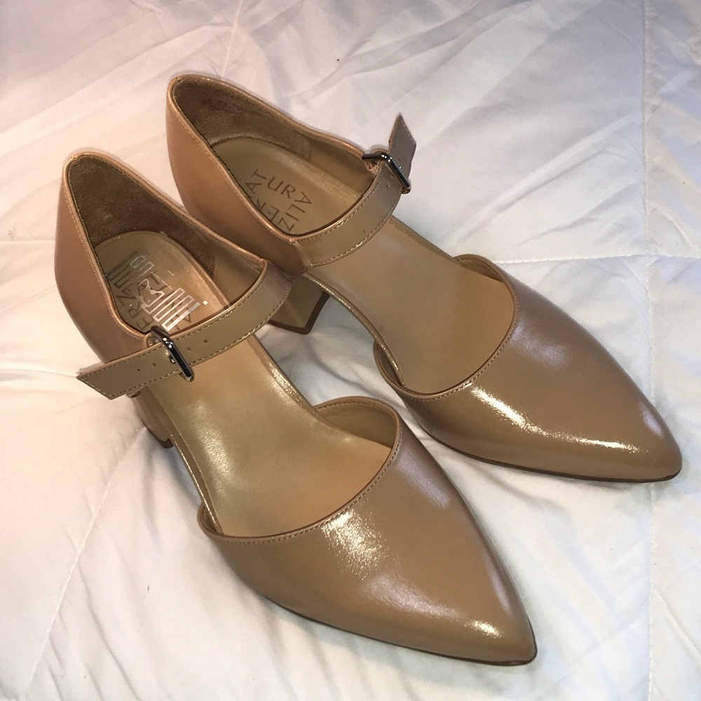 Naturalizer Nude Patent Pointed-Toe Mary Jane Heels